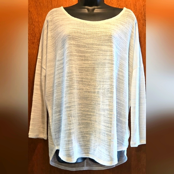 Olive & Oak Tops - Olive & Oak White Sheer Long Sleeve Tunic/top SzL